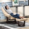 HOMCOM Recliner Chair With footstool, Recliner Armchair up to 130kg Weight Capacity, 135 Reclining Swivel Sofa Chair, PU Leather Ergonomic Couch Bed with Swivel Wood Base for Living Room, Beige