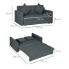 HOMCOM 2 Seater Sofa Bed, Convertible Bed Settee, Modern Cotton Loveseat Sofa Couch with 2 Cushions, Hidden Storage for Living Room, Guest Room, Dark Grey
