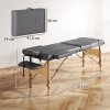HOMCOM Portable Massage Table, 3 Section Adjustable Beauty Bed, Wooden Foldable Massage Bed with Face Cradle, Padded Armrests for Spa, Lash, Tattoo, Grey