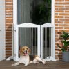 PawHut Foldable Dog Gate, Freestanding Pet Gate, Dog Barrier with Two Support Feet, for Doorways, Stairs, Halls - White