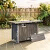 Outsunny Propane Gas Fire Pit Table for Garden, 50000 BTU Smokeless Firepit Outdoor Heater with Waterproof Cover, Glass Screen, Glass Beads and Lid, Wood Effect, 109 x 56 x 63cm, Dark Grey