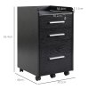 HOMCOM 3 Drawer Filing Cabinet with Lock and Edged Top, Lockable Filing Cabinet on Wheels with Hanging Bars for Letter and A4 Size, Black