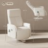 HOMCOM Massage Recliner Chair with Footstool, Upholstered Reclining Armchair with Adjustable Backrest and Steel Frame, Breathable Linen Fabric Swivel Chair for Living Room, Bedroom, Cream White