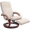 HOMCOM Swivel Recliner Chair with Footstool and Wood Base, Manual Reclining Chair for Living Room, Bedroom, Beige