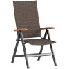 Outsunny Outdoor Folding Dining Chair, PE Rattan Chair with Armrests, High Backrest, for Garden, Camping, Balcony, Porch, Brown