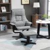 HOMCOM Recliner Chair With Footstool, Swivel Lounge Armchair, 135° Reclining Chair With Soft Padded Seat and Armrest For Living Room, Bedroom, Grey
