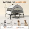 PawHut Elevated Dog Bed with Removable Canopy, Portable Cooling Raised Pet Cot with Breathable Mesh, Storage Bag, for Indoor Outdoor Use, for Large Dogs, 106 x 76 x 94 cm, Light Grey