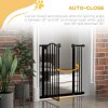 PawHut Pressure Fit Dog Stair Gate No Drilling Safety Gate Auto Close for Doorways, Hallways, 74-87cm Adjustable, 78cm Tall, Black