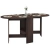 HOMCOM Folding Dining Table, Drop Leaf Table for Small Spaces, Oval Tabletop for Dining Room, Chocolate Wood Effect
