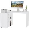 HOMCOM L Shaped Computer Desk, Reversible Home Office Desk with Drawers, File Cabinet and Storage Shelves, Study Table, 117 x 83.5 x 76cm, White