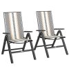 Outsunny Rattan Folding Chair Outdoor Set of 2, 5-Position Adjustable Wicker Garden Dining Chair with High Backrest, Wide Armrest, for Patio, Terrace, Balcony, Black