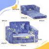 AIYAPLAY Kids Sofa Bed, 2 in 1 Kids Folding Bed Toddler Armchair with Glow in The Dark Cosmic Design, Washable Cushion and Cover, Convertible Kid Chair to Lounger for 1.5-3 Years Old, 1 Seater, Blue
