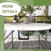 Outsunny Folding Garden Table, 122 cm Round HDPE Outdoor Picnic Table for 6, Metal Frame for Patio, Park, White