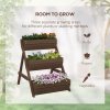 Outsunny 3 Tier 66L Raised Garden Bed Wooden Elevated Planter Box Kit for Flower, Vegetable, Herb, 65 x 75 x 76cm, Tan