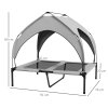 PawHut Cooling Raised Dog Bed, Elevated Pet Bed with Breathable Mesh, UV Protection Canopy, Foot Pads, for Indoor Outdoor, Medium, Large Dogs, 91 x 76 x 89cm - Light Grey