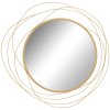 HOMCOM Metal Wall Art 65cm Modern Decorative Mirror Decor Hanging Home Wall Sculptures for Living Room Bedroom Dining Room, Gold