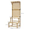 Outsunny 2 Tier Wooden Plant Stand with Trellis, Freestanding Raised Garden Bed for Climbing Plants, Planter Box to Grow Vegetables, Herbs and Flowers for Garden, Patio, Yellow