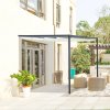 Outsunny 3 x 3(m) Outdoor Lean To Pergola Retractable Canopy Wall Mounted Gazebo Patio Shelter Sun Shade, Cream White