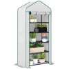 Outsunny 5 Tier Widened Mini Greenhouse with Reinforced PE Cover, Portable Indoor Outdoor Green House with Roll-up Door and Wire Shelves, 193H x 90W x 49Dcm, White