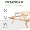 Outsunny 6 Seater Wooden Picnic Table Bench for Outdoor Garden or Patio with Parasol Cutout 150 cm Natural Wood Finish