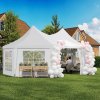 Outsunny 6.8 x 5m Octagonal Marquee Gazebo, Heavy Duty Wedding Party Tent with Sides and Doors, White