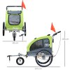 PawHut Dog Bike Trailer Pet Stroller Cart Carrier for Bicycle 360 Rotatable with Reflectors 3 Wheels Hitch Coupler Push/ Pull/ Brake Water Resistant Green