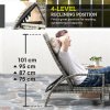 Outsunny PE Rattan Sun Lounger, Garden Lounger with 4-Level Adjustable Backrest, Outdoor Sunbed with Retractable Footrest for Balcony, Beach, Patio, Mixed-grey