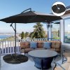 Outsunny 4PCs Parasol Bases, Patio Umbrella Weights for Parasol, Wicker Effect HDPE Water and Sand Filled Garden Umbrella Base with Built-in Handles, Black