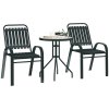 Outsunny 3 Pieces Patio Bistro Set, Garden Furniture Set with Stackable Chairs, Tempered Glass Table, Rust Resistant for Outdoor, Balcony, Patio, Garden, Charcoal Grey