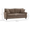 HOMCOM 3 Seater Sofa, Fabric Couch with Rubber Wood Legs, 3 Seater Settee with Extra Padded Cushions and Pillows for Living Room, 196W x 80.5D x 89H cm, Brown