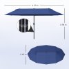 Outsunny 4.6m Large Garden Parasol Double-Sided Sun Umbrella Patio Market Canopy Shade Outdoor Blue - NO BASE