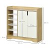 HOMCOM Shoe Cabinet with 4-tier Double Door Cupboard and 5-tier Open Shelves, 13 Pair Shoe Storage Organizer with Removable Shelves for Entryway, Hallway, Natural and White