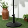 Outsunny 11.5 kg Round Cement Parasol Base, Umbrella Stand Holder with Rattan Style Pattern for 38, 48 mm Poles for Outdoor, Garden, Black