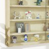 HOMCOM 5-Tier Wall Display Shelf Unit Cabinet w/ 4 Adjustable Shelves Glass Doors Home Office Ornaments 60x80cm Oak