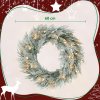 HOMCOM 60cm/ 24inch Prelit Christmas Wreath with 35 Warm White LED Lights, Timer, Battery Operated, Flocked Winter Door Wreath with All Realistic Branches, Silver Tone Glitter for Home Decorations