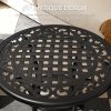 Outsunny 60cm Round Garden Table, Outdoor Hollow Top Design Side Table with Cast Aluminium Frame for Patio, Garden, Balcony, Black