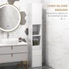 kleankin High Gloss Bathroom Cabinet, Free Standing Storage Cupboard with Doors and Adjustable Shelves, White