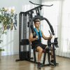 SPORTNOW Compact Home Gym System with 45kg Weight Stack, Weights Machine, Mult-Gym Leg Press Machine Dual-Action Chest Station for Full Body Fitness Training