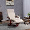 HOMCOM Swivel Recliner Chair with Footstool and Wood Base, Manual Reclining Chair for Living Room, Bedroom, Beige