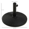 Outsunny 11.5 kg Round Cement Parasol Base, Umbrella Stand Holder with Rattan Style Pattern for 38, 48 mm Poles for Outdoor, Garden, Black