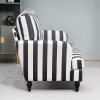 HOMCOM Modern Cuddle Chair, Velvet Single Sofa Armchair with Stripe, Turned Legs and Wide Seat, Upholstered Snuggle Chair for Living Room, Bedroom, Black and White