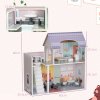 AIYAPLAY Dolls House with 13 Furniture Pieces and Accessories, 2 Levels Play Set with Balcony, Pretend Play Game, for Ages 3-6 Years