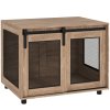 PawHut Dog Crate Furniture, Dog Cage End Table with Sliding Door, Pet Kennel for Medium Breeds, 80 x 58.5 x 63cm, Walnut Brown
