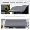 Outsunny 3 x 2.5m Garden Patio Manual Awning, Retractable Canopy Sun Shade Shelter with Fittings and Crank Handle, Grey