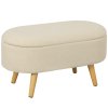 HOMCOM Ottoman Storage Bench, Padded Bedroom Bench with Storage and Lid, Foot Stool for Hallway, Living Room, Cream White
