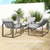 Outsunny 4 Piece Garden Sofa Set, 2 Single Armchair, Loveseat and Coffee Table Set with Steel Frame, Outdoor Furniture with Thick Cushions, Light Grey