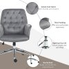 Vinsetto Office Desk Chair, Velvet-Feel Fabric Vanity Chair with Height Adjustable, Armrest, Swivel Chair for Home, Dark Grey
