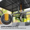 Outsunny Rectangle Garden Table with Parasol Hole, Outdoor Dining Table for 6, Patio Table with Steel Frame and Slat Tabletop for Balcony, 150cm x 90cm, Black