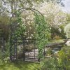Outsunny Outdoor Garden Arch with Double Gates, Metal Garden Arbor for Climbing Plants, Roses, Vines, Wedding Arch for Outdoor, 114L x 50W x 206H cm, Dark Grey