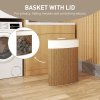 HOMCOM Bamboo Laundry Basket with Lid, 55L Corner Laundry Hamper with Removable Washable Liner Bag, Bathroom Triangle Washing Basket, 35 x 35 x 60 cm